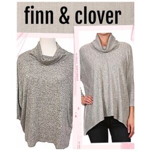 Finn & Clover Sweater Soft Gray Cowl Neck Lightweight Sweater NEW Size Medium